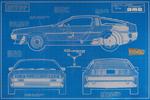 Silver Thirty-five Grams (2021) Back to the Future - DeLorean Time Machine: Photo 2021 Back to the Future DeLorean Time Machine Blueprint - 35g Pure Silver Foil / thumbnail