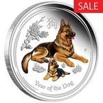 Silver Ounce 2018 Year of the Dog - Coloured: Photo Coin, Australia, Silver Ounce 2018 Year of the Dog - Coloured / thumbnail