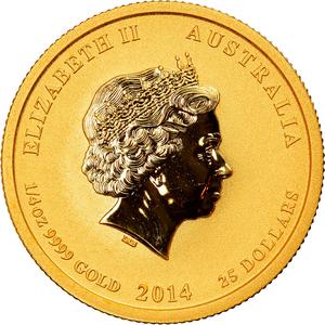 Australia / Gold Quarter Ounce 2014 Year of the Horse - obverse photo