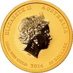 Gold Quarter Ounce 2014 Year of the Horse: Photo Coin, Australia, Elizabeth II Lunar - 25 Dollars - 2014 - Perth - 1/4 Oz / thumbnail