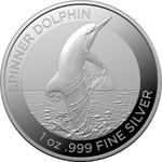 Silver Ounce 2020 Spinner Dolphin: Photo 2020 $1 1oz Silver Investment Coin - Spinner Dolphin Reverse / thumbnail