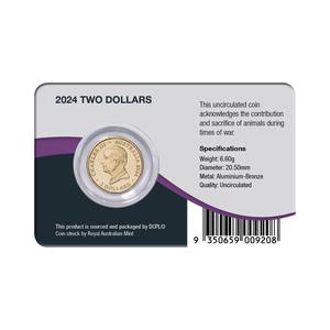 Australia / Two Dollars 2024 War Animals - Remembrance - reverse photo