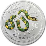 Australia / Silver Five Ounces 2013 Year of the Snake, Perth Mint / Coloured Reverse - reverse photo