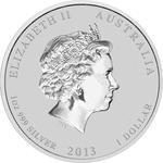 Australia / Silver Five Ounces 2013 Year of the Snake, Perth Mint / Gilded Reverse - obverse photo