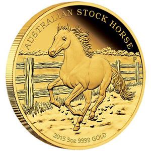 Australia / Gold Five Ounces 2015 Australian Stock Horse - reverse photo