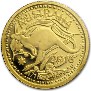 Australia / Gold Tenth-Ounce 2018 Kangaroo, RAM - reverse photo