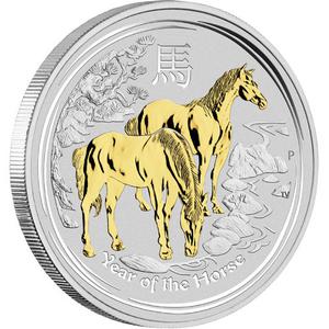 Australia / Silver Ounce 2014 Year of the Horse, Gilded - reverse photo