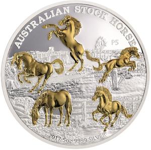 Australia / Silver Five Ounces 2017 Australian Stock Horse - reverse photo