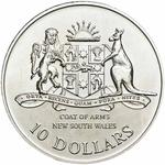 Australia / Ten Dollars Silver 1987 New South Wales / In presentation wallet - reverse photo