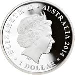 Silver Ounce 2014 Megalania: Photo Coin, Australia, Megafauna - Megalania 1 Dollar - 2014 - 1 Oz - Silver / thumbnail