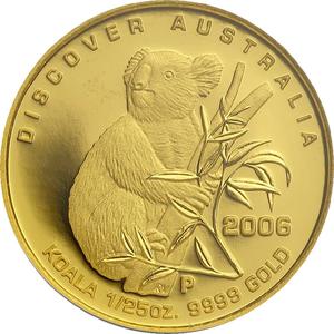 Australia / Gold Twenty-fifth Ounce 2006 Discover Australia - Koala - reverse photo