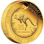 Gold Five Ounces 2021 Australian Kangaroo - Nugget: Photo 35th Anniversary of the Australian Kangaroo Nugget 2021 5oz Gold Proof Coin / thumbnail