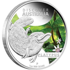 Australia / Silver Ounce 2013 Discover Australia - Platypus - reverse photo