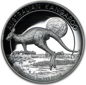 Australia / Silver Ounce 2015 Australian Kangaroo, High Relief - reverse photo