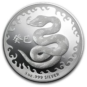 Australia / Silver Five Ounces 2013 Year of the Snake, RAM - reverse photo