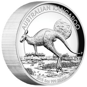 Australia / Silver Five Ounces 2015 Australian Kangaroo - reverse photo