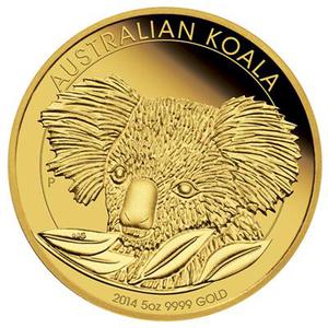 Australia / Gold Five Ounces 2014 Australian Koala - reverse photo
