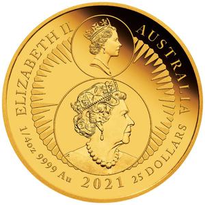 Australia / Gold Quarter Ounce 2021 Australian Kangaroo - Nugget - obverse photo