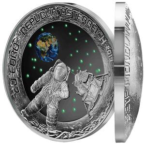 Austria / Twenty Euro Silver 2019 Moon Landing - reverse photo