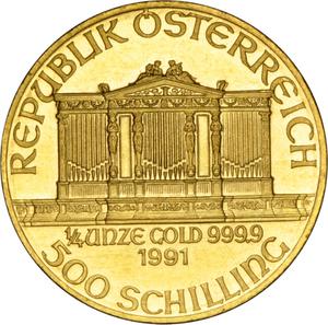 Austria / Gold Quarter Ounce 1991 Vienna Philharmonic - obverse photo