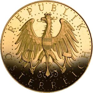 Austria / One Hundred Schilling Gold 1931 - reverse photo