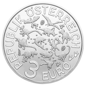 Austria / Three Euro 2019 Spinosaurus - obverse photo