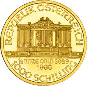 Austria / Gold Half Ounce 1999 Vienna Philharmonic - obverse photo