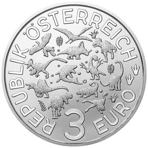 Austria / Three Euro 2020 Ankylosaurus - obverse photo