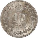 Ten Kreuzer 1863: Photo Coin, Austria-Hungary, Ten Kreuzer 1863 / thumbnail