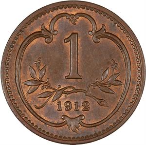 Austria-Hungary / One Heller 1912 - reverse photo
