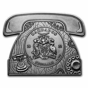 Barbados / Silver Three Ounces 2022 Telephone - reverse photo