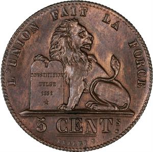Belgium / Five Centimes 1856 - reverse photo
