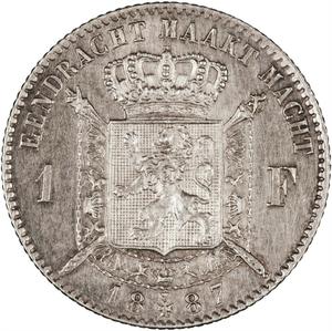 Belgium / One Franc 1887 Flemish - reverse photo