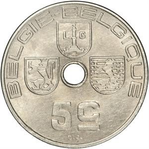 Belgium / Five Centimes 1939 - reverse photo