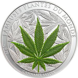 Benin / Silver Ounce 2010 Cannabis Sativa - reverse photo