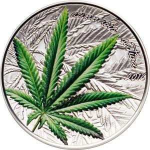 Benin / Silver Ounce 2016 Cannabis Sativa - reverse photo