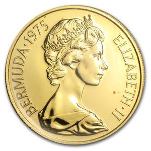 Bermuda / One Hundred Dollars Gold 1975 Royal Visit - reverse photo