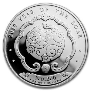 Bhutan / Silver Ounce 2019 Year of the Boar - reverse photo
