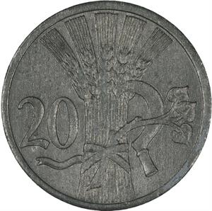 Bohemia and Moravia, Protectorate of / Twenty Haleru 1944 - reverse photo