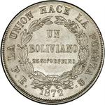 Bolivia / One Boliviano 1872 - reverse photo