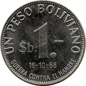 Bolivia / One Peso Boliviano 1968 - obverse photo