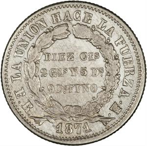 Bolivia / Ten Centavos 1871 - reverse photo