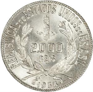 Brazil / Two Thousand Reis 1934 - reverse photo