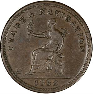 British Guiana / One Stiver Token 1838 - obverse photo