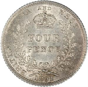 British Guiana / Four Pence 1891 - reverse photo