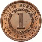 One Cent (Smaller): Photo Proof Coin - 1 Cent, British Honduras (Belize), 1954