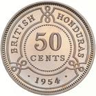 Fifty Cents (CuproNickel): Photo Proof Coin - 50 Cents, British Honduras (Belize), 1954