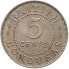 Five Cents (CuproNickel): Photo Coin - 5 Cents, British Honduras (Belize), 1907