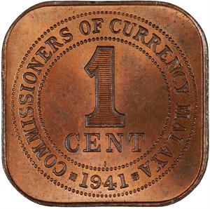 Malaya, British / One Cent 1941 - reverse photo