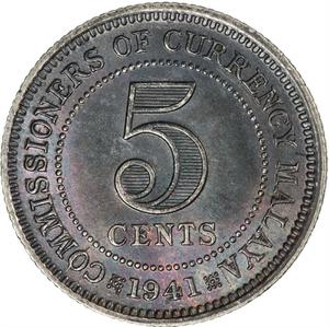 Malaya, British / Five Cents 1941 - reverse photo
